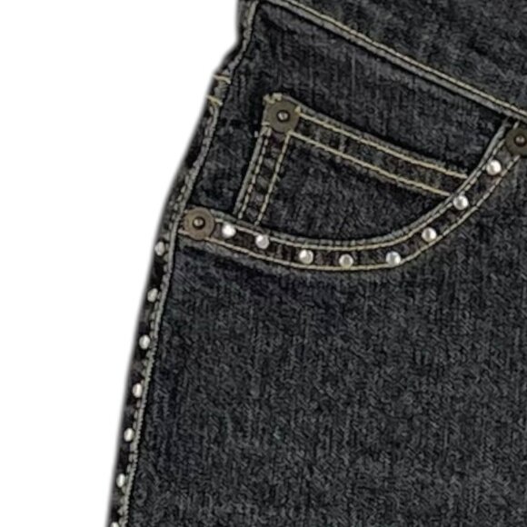 Shakers Women's Embellished Straight Stretch Black Denim Jeans Sz 29x33 Mid Rise - Picture 5 of 12